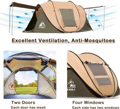 Nikcorp Šator samorasklopivi pop-up za 2-4 osobe, brzo postavljanje 3 sekunde, s UV zaštitom, za kampiranje, plažu i vrt