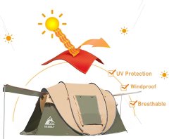 Nikcorp Šator samorasklopivi pop-up za 2-4 osobe, brzo postavljanje 3 sekunde, s UV zaštitom, za kampiranje, plažu i vrt