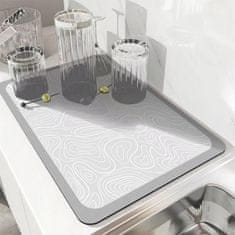 Nikcorp Podloga za sušenje posuđa super upijajuća, brzosušeća prostirka za cijeđenje, protuklizna podloga za kuhinju, svijetlo siva 50x40 cm