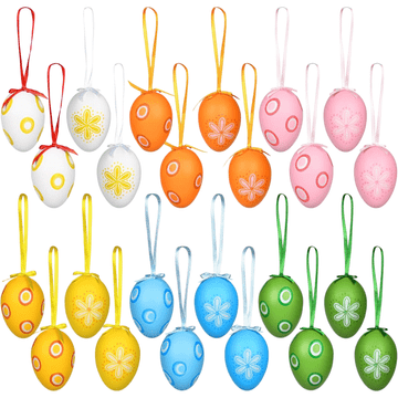 Nikcorp Uskrsna jaja za vješanje, set 24 kom, plastične pisanice za dekoraciju grana i stola, razni uzorci, 6 cm