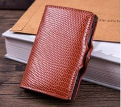 Nikcorp Tanki novčanik za kartice s RFID zaštitom, aluminijski držač s gumbom za izbacivanje kartica, smeđi, 10x6,5 cm