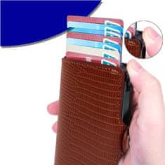 Nikcorp Tanki novčanik za kartice s RFID zaštitom, aluminijski držač s gumbom za izbacivanje kartica, smeđi, 10x6,5 cm