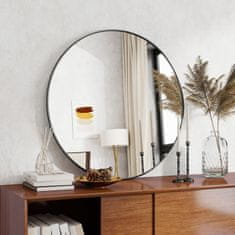 Nikcorp Okruglo zidno ogledalo za kupaonicu i predsoblje, s brušenim aluminijskim okvirom, HD staklo bez izobličenja, crno, 60 cm