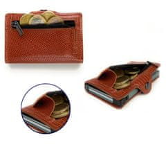 Nikcorp Tanki novčanik za kartice s RFID zaštitom, aluminijski držač s gumbom za izbacivanje kartica, smeđi, 10x6,5 cm