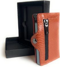 Nikcorp Tanki novčanik za kartice s RFID zaštitom, aluminijski držač s gumbom za izbacivanje kartica, smeđi, 10x6,5 cm