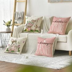 Nikcorp Set ukrasnih jastučnica 4 kom, Uskrsni motivi, za proljetno uređenje doma, zečići i leptiri, poliester, 45x45 cm