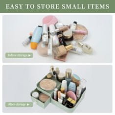 Nikcorp Organizator za stol s ladicom za kozmetiku, višenamjenski spremnik za šminku, kreme i pribor, zeleni, 26x17 cm