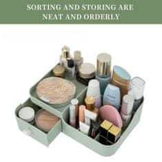 Nikcorp Organizator za stol s ladicom za kozmetiku, višenamjenski spremnik za šminku, kreme i pribor, zeleni, 26x17 cm