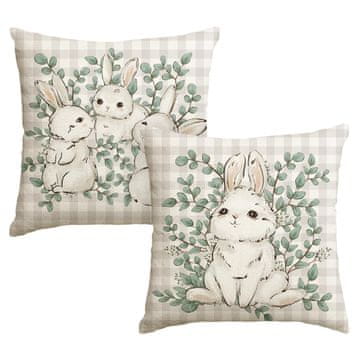 Nikcorp Ukrasne jastučnice za Uskrs, set 2 kom, proljetni motiv zeca, mekana i izdržljiva tkanina, skriveni patent, 45x45 cm