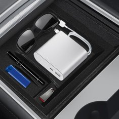 Nikcorp Organizator za središnju konzolu Tesla Model 3/Y 2019-23, pretinac za pohranu ispod naslona za ruke, ABS s gumenim umetcima, crni