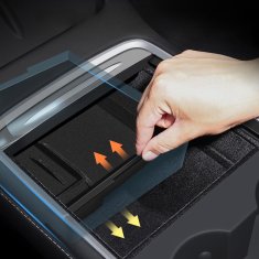 Nikcorp Organizator za središnju konzolu Tesla Model 3/Y 2019-23, pretinac za pohranu ispod naslona za ruke, ABS s gumenim umetcima, crni
