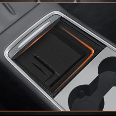 Nikcorp Organizator za središnju konzolu Tesla Model 3/Y 2019-23, pretinac za pohranu ispod naslona za ruke, ABS s gumenim umetcima, crni