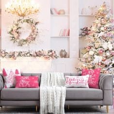 Nikcorp Set 4 božićne jastučnice za ukrasne jastuke, mekane plišane navlake za kauč i krevet, motivi sob, snjegović, roza, 30x50 cm