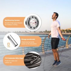 Nikcorp Vijača s utezima za odrasle za intenzivni trening, podesiva do 300 cm, za fitness, boks, cardio, PVC uže 5 mm