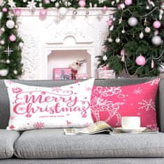 Nikcorp Set 4 božićne jastučnice za ukrasne jastuke, mekane plišane navlake za kauč i krevet, motivi sob, snjegović, roza, 30x50 cm