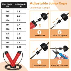 Nikcorp Vijača s utezima za odrasle za intenzivni trening, podesiva do 300 cm, za fitness, boks, cardio, PVC uže 5 mm