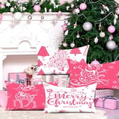 Nikcorp Set 4 božićne jastučnice za ukrasne jastuke, mekane plišane navlake za kauč i krevet, motivi sob, snjegović, roza, 30x50 cm