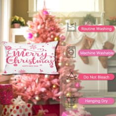 Nikcorp Set 4 božićne jastučnice za ukrasne jastuke, mekane plišane navlake za kauč i krevet, motivi sob, snjegović, roza, 30x50 cm