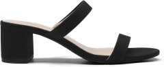 Nikcorp Ženske sandale s blok petom za cjelodnevnu udobnost, elegantni dvostruki remen, slip-on dizajn, crne, veličina 37 EU