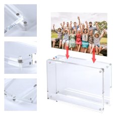 Nikcorp Akrilni okviri za fotografije, 2 kom, dvostrani magnetski, samostojeći, bez okvira za slike i grafike, prozirni, 7.8x12.7 cm