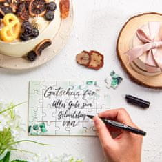 Nikcorp Drvene puzzle za bojanje DIY set 24 komada, kreativni poklon s markerom i torbicom, oblik lišća, 15x10 cm