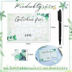 Nikcorp Drvene puzzle za bojanje DIY set 24 komada, kreativni poklon s markerom i torbicom, oblik lišća, 15x10 cm