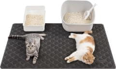 Nikcorp Podloga za mačji WC 119x89 cm, vodootporna prostirka za hvatanje pijeska, protuklizna PVC podloga, laka za čišćenje, crna