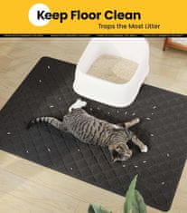 Nikcorp Podloga za mačji WC 119x89 cm, vodootporna prostirka za hvatanje pijeska, protuklizna PVC podloga, laka za čišćenje, crna