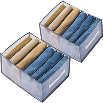 Nikcorp Organizator za ormar, set 2 kom, sklopive kutije za odjeću i rublje, s prozirnom mrežicom, 44x30x22 cm, plavi