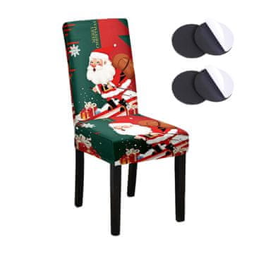 Nikcorp Elastična božićna presvlaka za stolicu, zaštitna navlaka za blagovaonicu, rastezljiva s motivom Djeda Božićnjaka i pahuljica