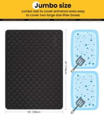 Nikcorp Podloga za mačji WC 119x89 cm, vodootporna prostirka za hvatanje pijeska, protuklizna PVC podloga, laka za čišćenje, crna