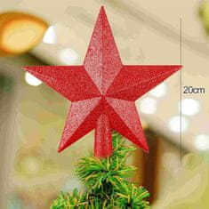 Nikcorp Zvijezda za vrh bora sa šljokicama, lagana i otporna dekoracija, jednostavno postavljanje, crvena, 20 cm
