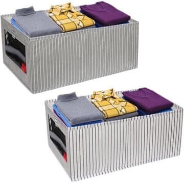 Nikcorp Organizatori za ladice, set 2 kom, sklopivi za uštedu prostora, s prozirnim prozorom, bijelo-sivi prugasti uzorak