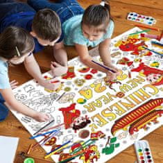 Nikcorp Divovski poster za bojanje s 24 flomastera, edukativna bojanka za djecu, motiv Kineske Nove godine, 118x84,7 cm