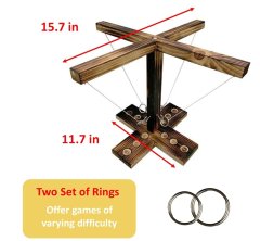 Nikcorp Društvena igra s prstenovima za shotove za 4 igrača, drvena zabavna igra za odrasle za zabave i druženja, prijenosna