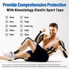 Nikcorp Kineziološka traka za sportaše 2 kom, potpora za mišiće i zglobove, vodootporna i prozračna, 5 cm x 5 m, razne boje