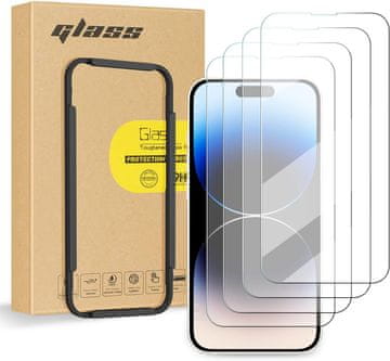 Nikcorp Zaštitno staklo za iPhone 14 Pro, 4 komada, kaljeno staklo 9H tvrdoće, ultra tanko, visoka osjetljivost na dodir, 6.1"