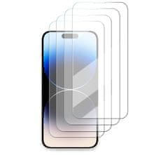 Nikcorp Kaljeno staklo za iPhone 14 Pro (4 komada), 9H zaštita ekrana, oleofobni premaz, s okvirom za montažu, 6.1 inča