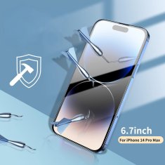 Nikcorp Kaljeno staklo za iPhone 14 Pro Max, set 4 komada, zaštita zaslona 9H tvrdoće, HD jasnoća, ultra tanko, s okvirom za montažu, 6,7"