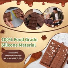 Nikcorp Silikonski kalupi za Dubai čokoladu, 2 kom, duboki, za praline i deserte, s lopaticama, otporni na toplinu, smeđi