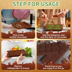 Nikcorp Silikonski kalupi za Dubai čokoladu, 2 kom, duboki, za praline i deserte, s lopaticama, otporni na toplinu, smeđi