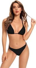 Nikcorp Elegantni crni bikini kupaći kostim s podesivim trokutastim gornjim dijelom za plažu i bazen, brzo sušeći materijal, crni, M