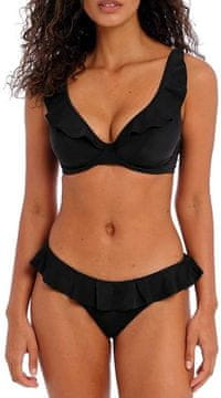 Nikcorp Dvodijelni kupaći kostim s volanima i dubokim V-izrezom, podstavljeni halter top za plažu i bazen, crni, veličina XL