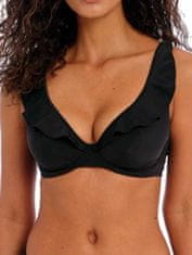 Nikcorp Dvodijelni kupaći kostim s volanima i dubokim V-izrezom, podstavljeni halter top za plažu i bazen, crni, veličina XL