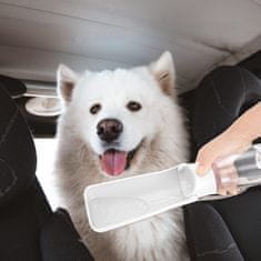 Nikcorp Boca za vodu za pse 2u1 s posudom za hranu, prijenosna pojilica i zdjelica za putovanja, šetnje i izlete, 320 ml, bijela