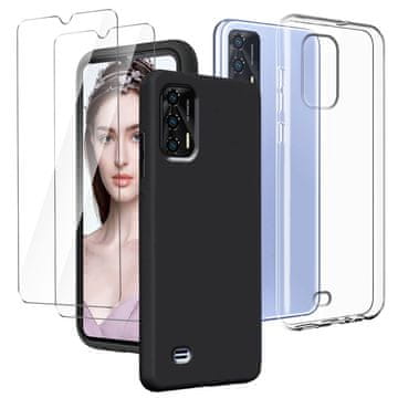 Nikcorp Zaštitni set za Oukitel C31: prozirna silikonska maskica s crnim rubom i 2x kaljeno staklo za potpunu zaštitu zaslona