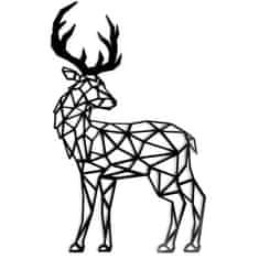 Nikcorp Zidna dekoracija Jelen, geometrijski dizajn za moderan interijer, laserski rezana drvena slika za dnevni boravak, crna, 50x30 cm