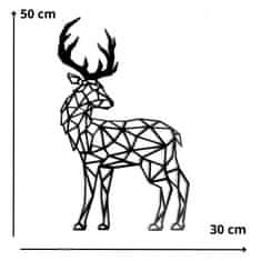 Nikcorp Zidna dekoracija Jelen, geometrijski dizajn za moderan interijer, laserski rezana drvena slika za dnevni boravak, crna, 50x30 cm