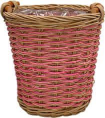 Nikcorp Tegle za cvijeće od ratana set 2 kom, s vodootpornim uloškom, za unutarnju i vanjsku upotrebu, smeđe-roze, 16,5x14cm i 13x10,5cm