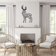 Nikcorp Zidna dekoracija Jelen, geometrijski dizajn za moderan interijer, laserski rezana drvena slika za dnevni boravak, crna, 50x30 cm